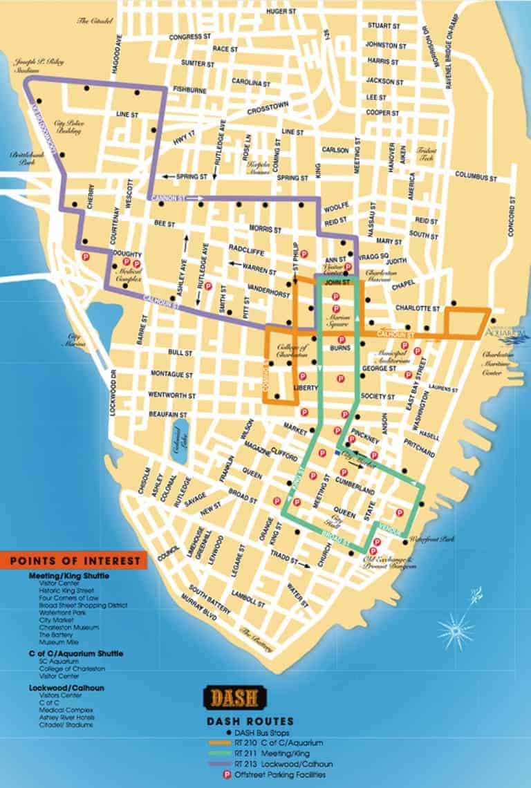 charleston trolley bus route map