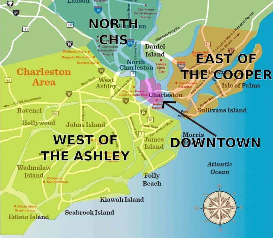 Tourist Printable Map Of Charleston Sc
