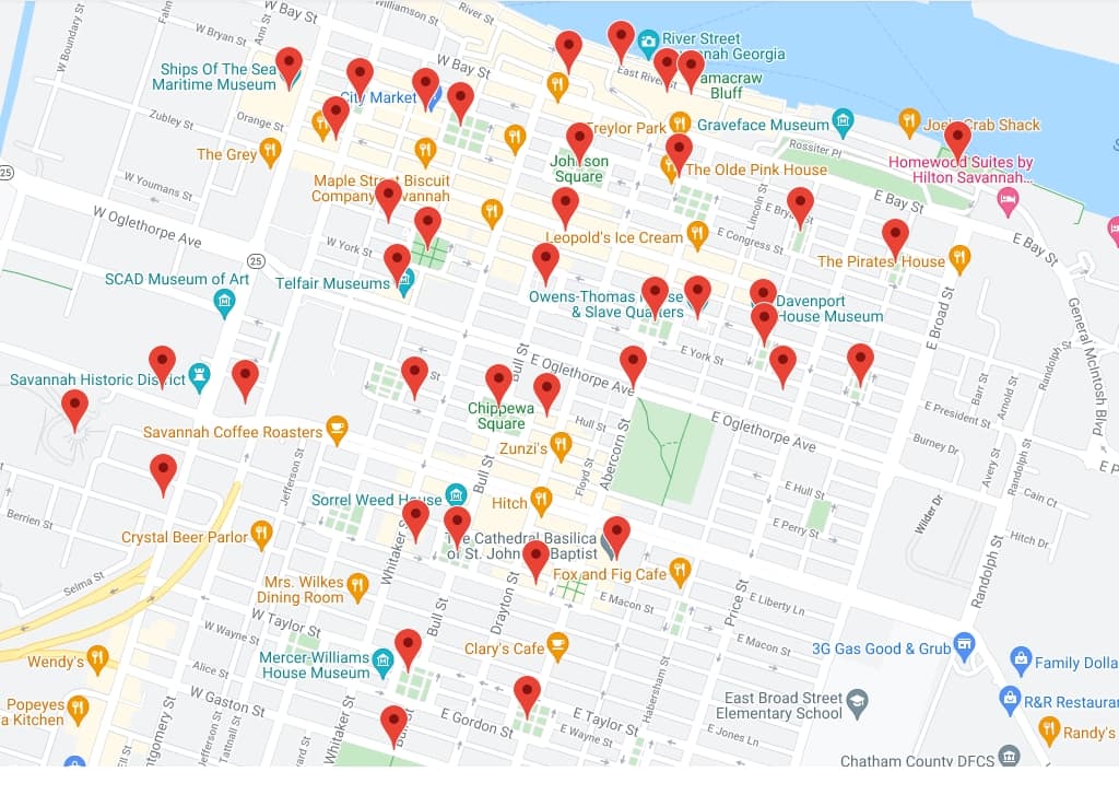 Savannah Attractions Map - TourPass