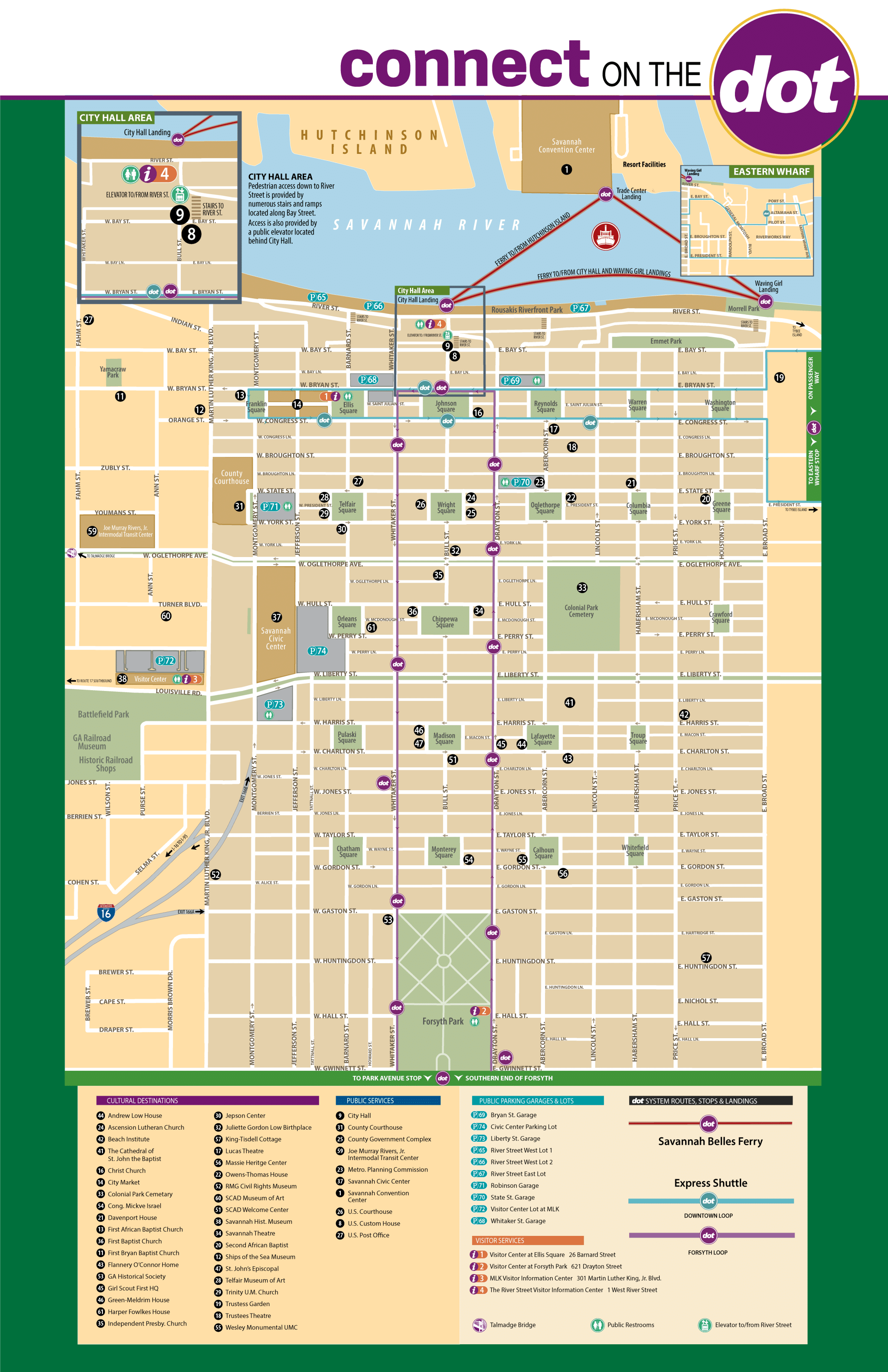 map of trolley tour savannah