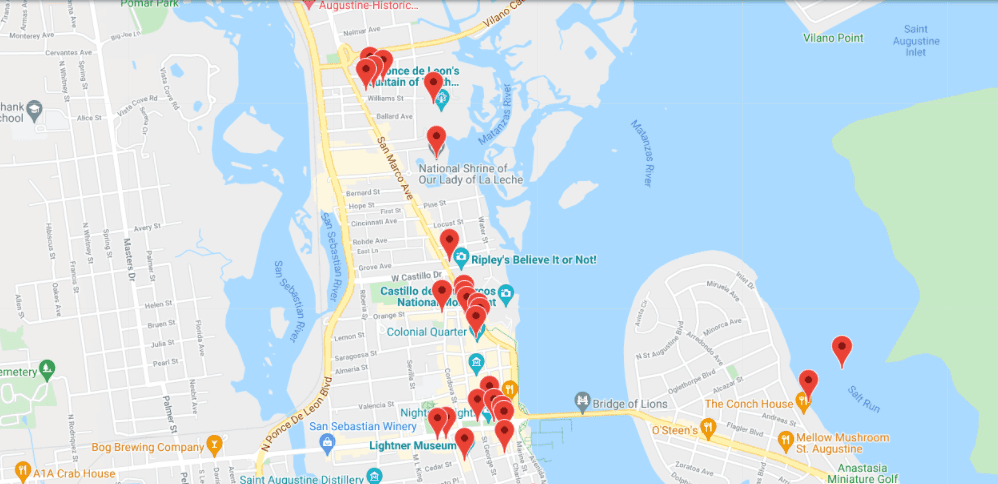 St. Augustine Attractions map