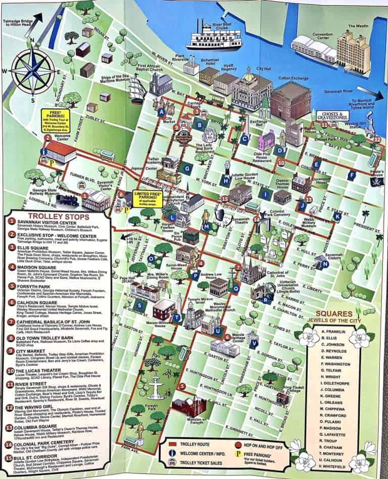 Savannah Trolley Map - Old Town Trolley Hop on Hop Off Tour
