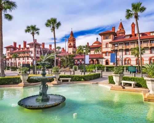 St.,Augustine,,Florida,,Usa,Town,Square,And,Fountain.